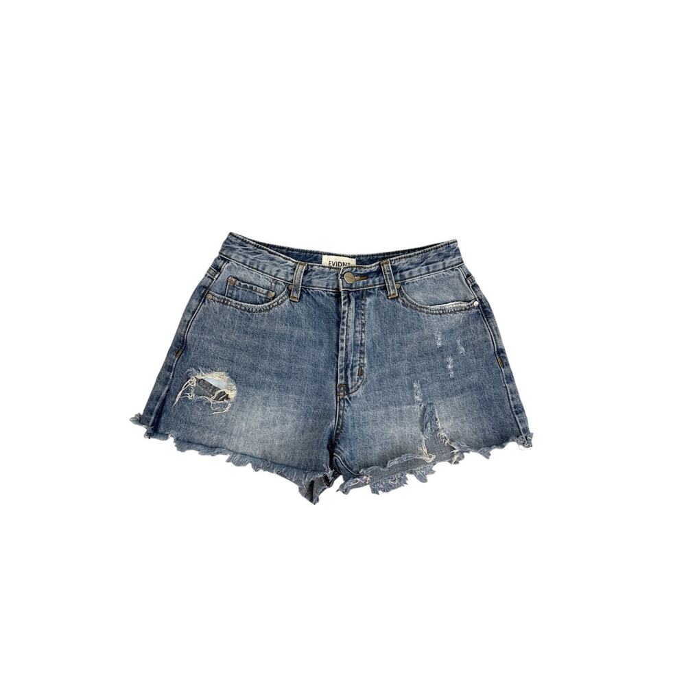 Evidnt Los Angeles Brand Distressed Cut Off Mid Blue Jean Denim Shorts Size 27